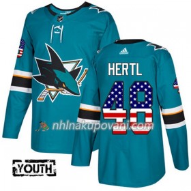 San Jose Sharks Dresy Tomas Hertl 48 2017-2018 USA Flag Fashion Teal Adidas Authentic - Dětské